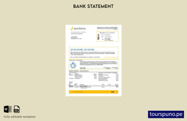 listo para imprimir plantilla de word   extracto bancario de USA Synchrony